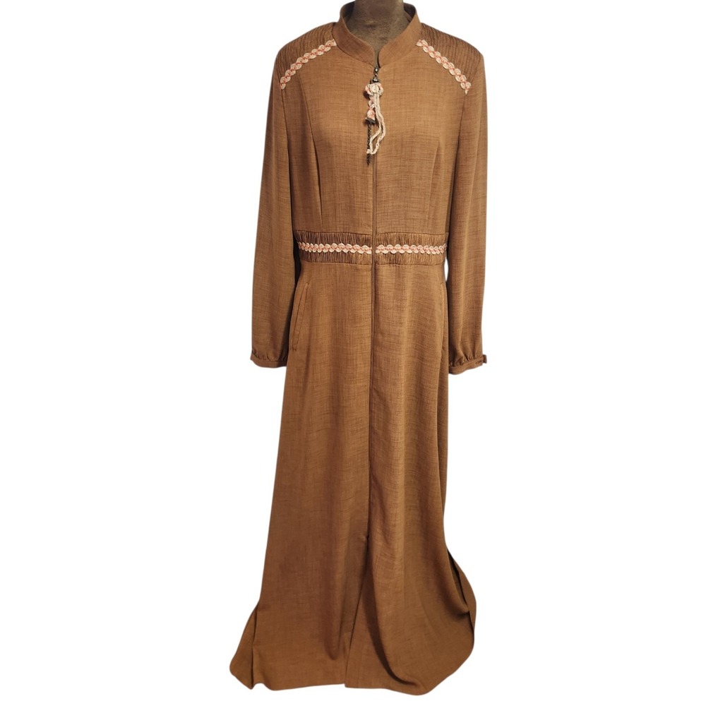 Hippie Boho Maxi Dress Size 42 US Medium Zip Front Modest Yedi Iklim Women's